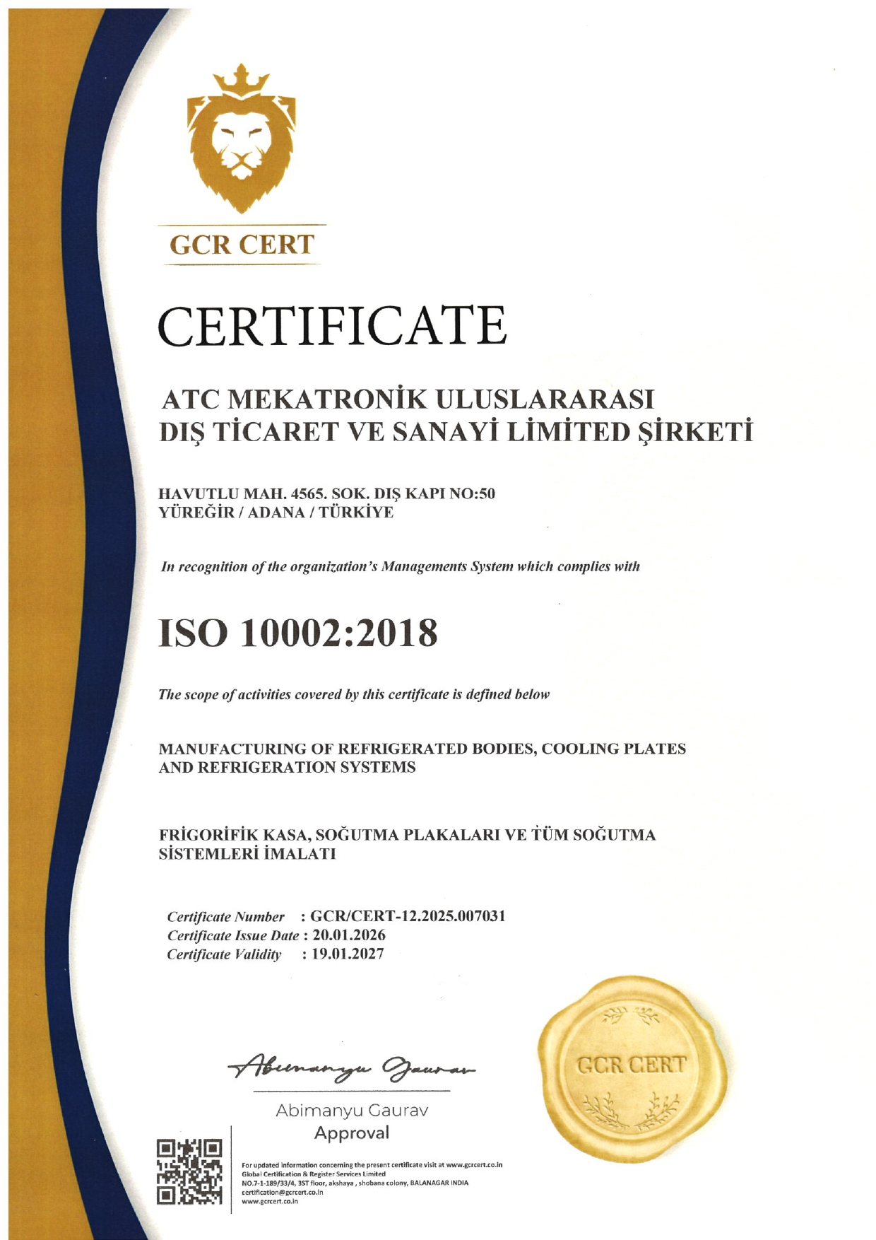 ATC Eutecticcar - Ötektik Endüstriyel Çözümler - Soğuk Zincir Çözümleri